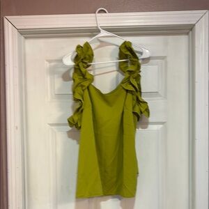 Green Ruffle Sleeve Top